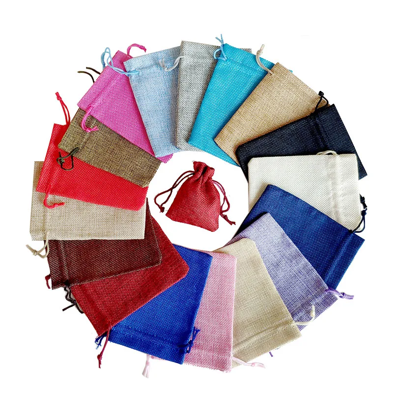 Manufacturer Natural Plain small pouch Burlap customized Jute Bag With Drawstring