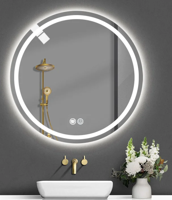 Customized round wall mirror led bathroom fogless mirror