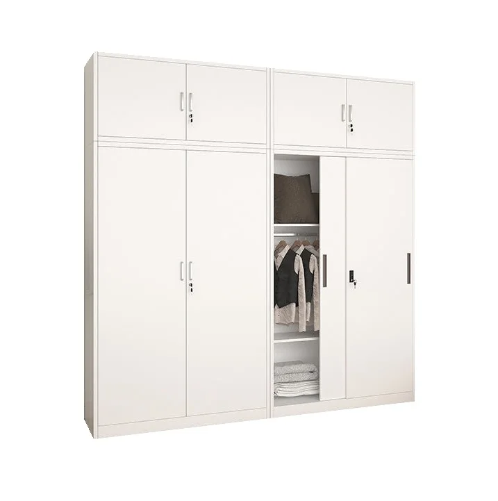 Minimalist 3 Door Steel Wardrobe & Top Cabinet Metal Almirah Clothing Cupboard Clothing Organiser Apartment Living Room Closet