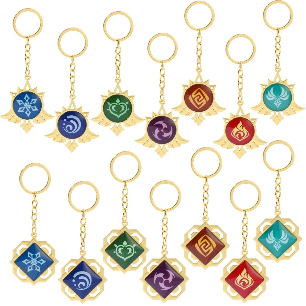 High Quality Metal Gold Eye Of God Key Chain Anime Game Key Ring Luminous Day And Night Key Finder
