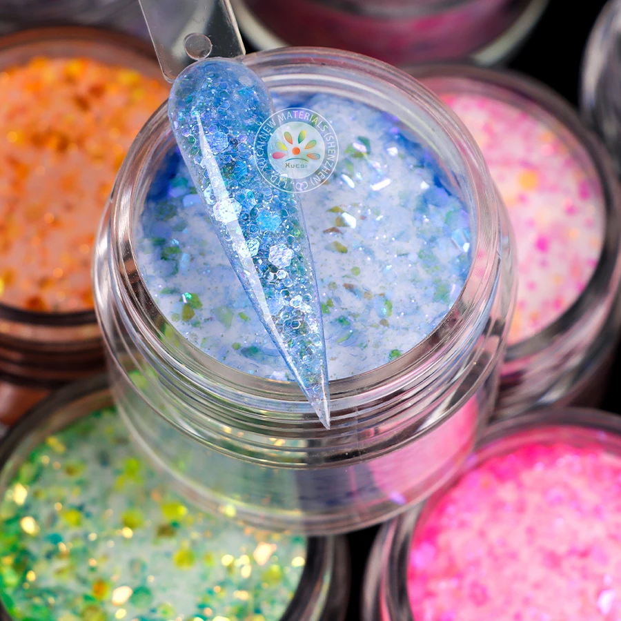 1KG MOQ New Seasonal Mixed Glitter Acrylic Dipping Powder Acrylic Glitter Powder