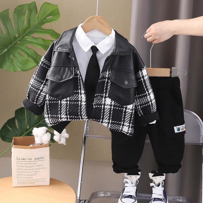 Korean Hot Sale Spring Autumn Kids Suits Gentleman Style 3pcs Fashion Baby Boys Clothes Sets