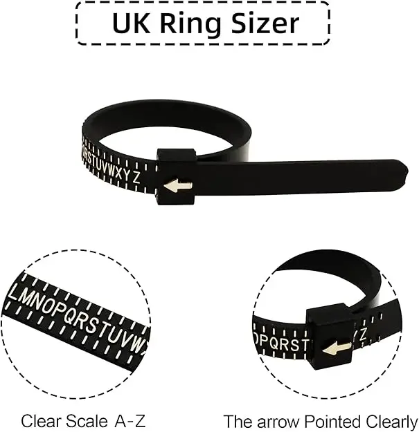 Reusable bulk plastic jewelry uk ring sizer gauge adjustable measuring tool a-z for ring