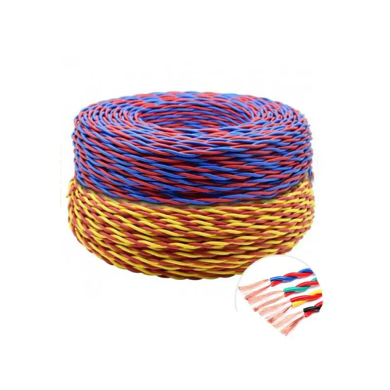 Wholesale 450/750V PVC Insulated Electric Wire Color Code Copper Electrical Wire 2 Core Shielded Twisted Pair Cable