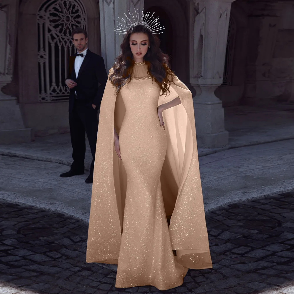 Large shawl fish tail hem diamond mesh gown dress queen temperament evening dress