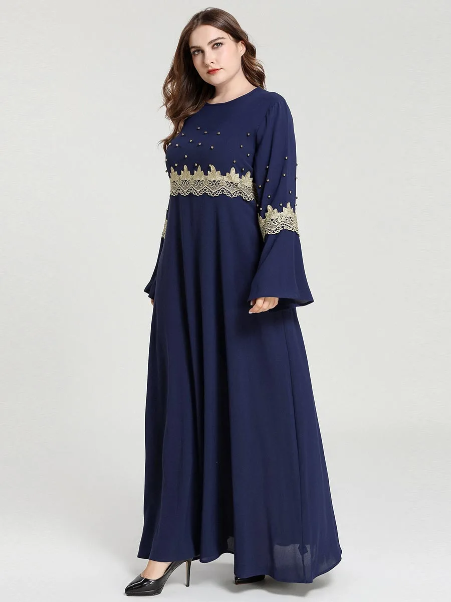 Dubai Embroidered Muslim Kaftan for Women Long Sleeve Abaya Dress Islamic Clothing Girls Arabic Caftan Jalabiya