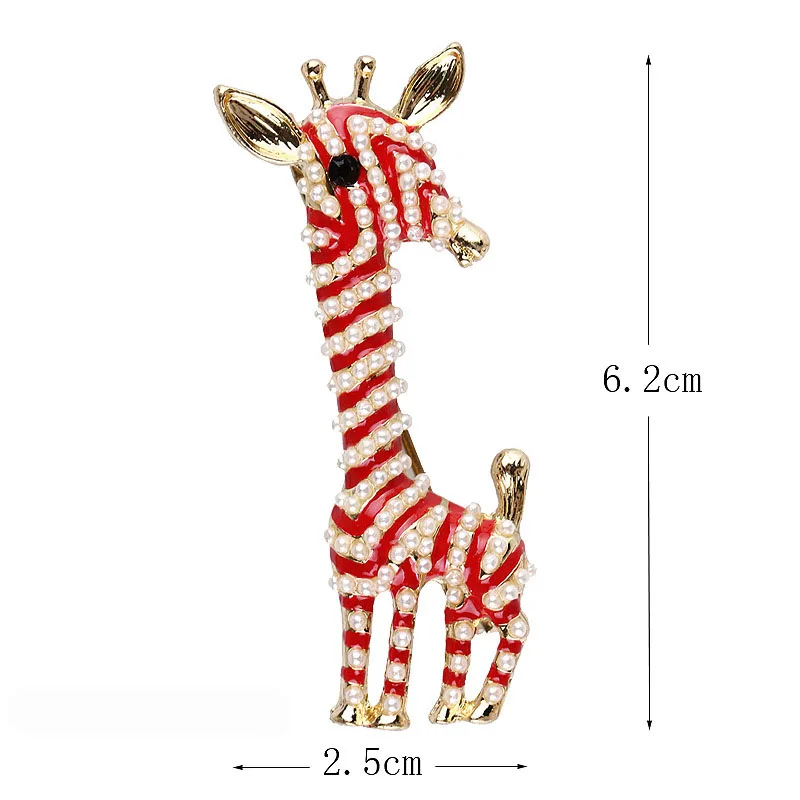 Cute Fashion Suite Jewelry Accessories Enamel Metal Alloy Suite Shoulder Lapel Pins Cartoon Pearl Giraffe Brooch