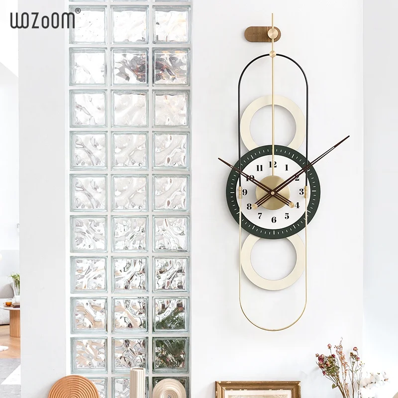 WOZOOM Design Luxury Metal Wall Clock Home Decoration Big Size Quartz Watch Minimalist Gold Wall Art Clock For Living Room