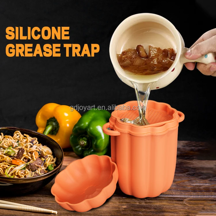 Storing Frying Oil and Cooking Grease Silicone Grease Container with Strainer