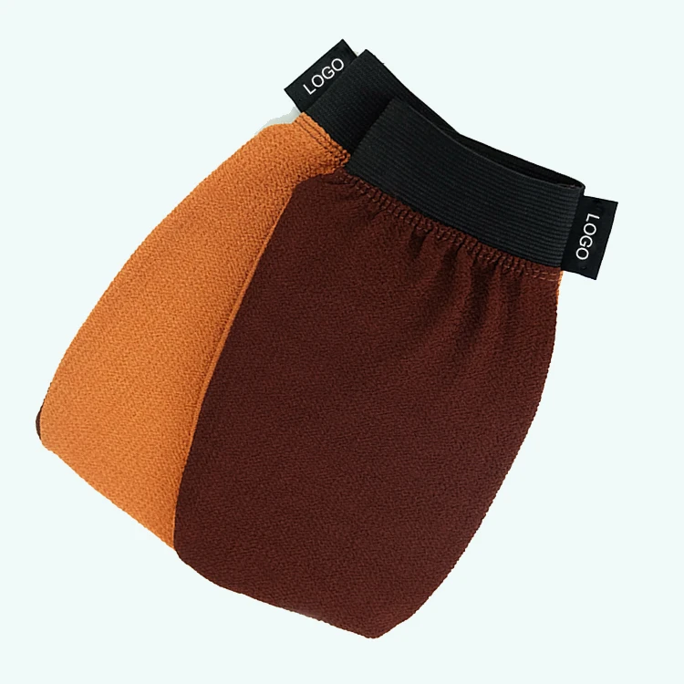 Square Rayon Viscose Double Side Fabric Brown Exfoliating Gloves Winter Body Scrubber Mitt