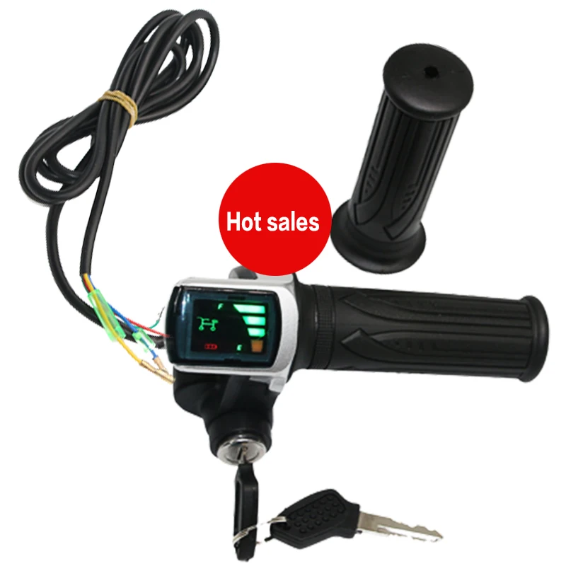 24V 36V 48V Electric Bicycle Twist Throttle Accelerator Gas with LCD Display and Key Lock for Electric Bike/Scooter e-bike Parts