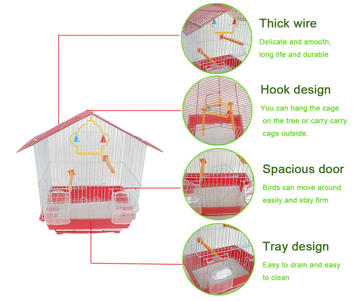 vintage bird cage 30*30*38cm small bird cage portable with handle colorful house shape clear acrylic bird cage