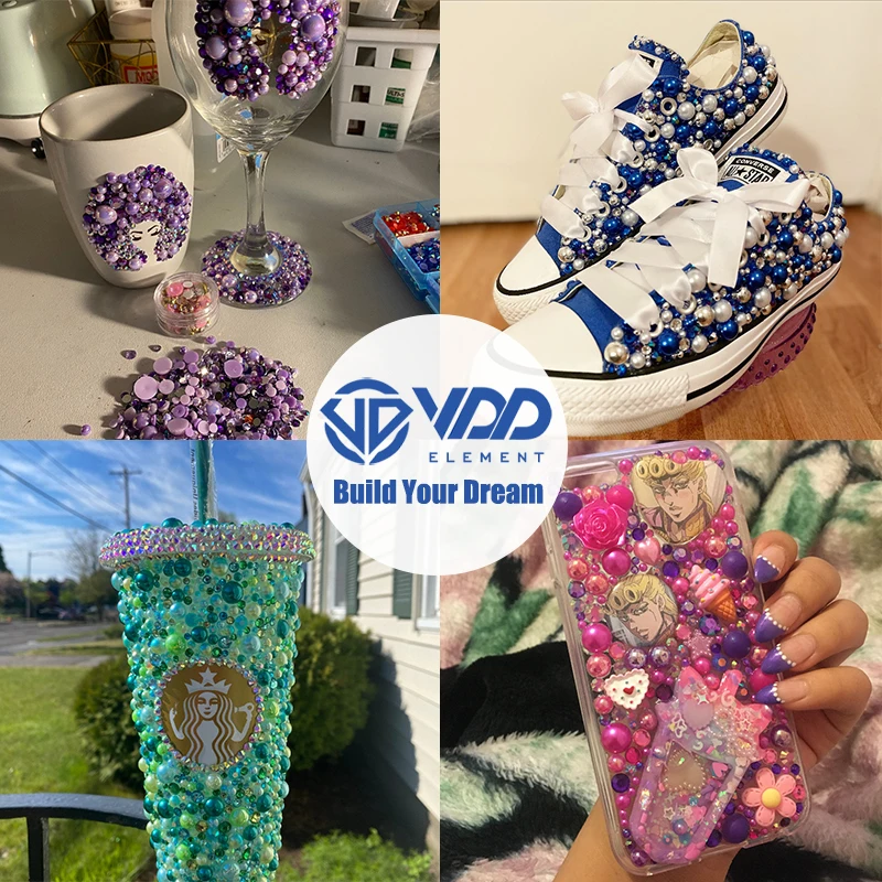 VDD D1145  30g  Wholesale Mix Size ABS Half Round Pearls Flatback Beads Color Resin Rhinestone Crafts Nail Art DIY Decoration