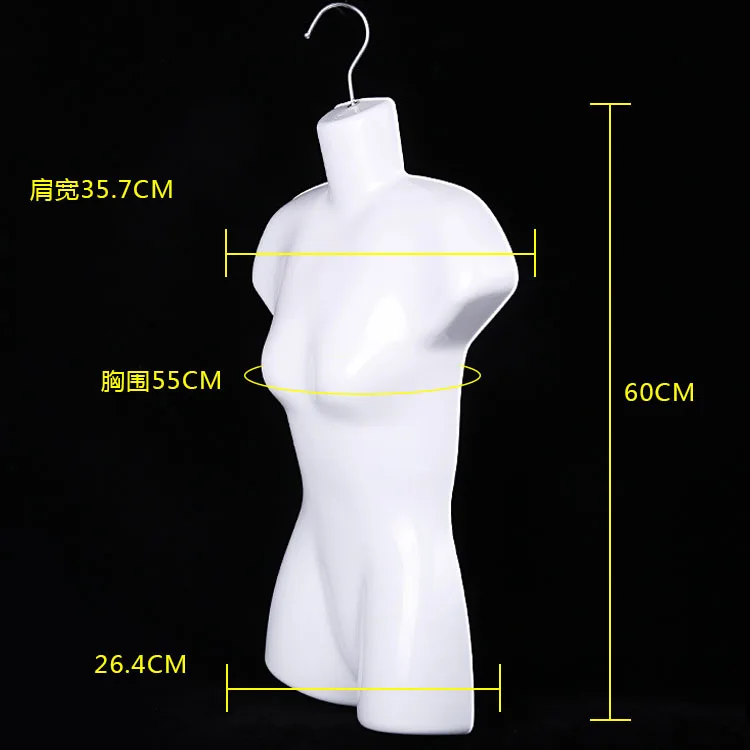 2024 Plastic Black White Headless Half-Body Swimwear Male Mannequin Hanging Rack For Man Wear Garment Display