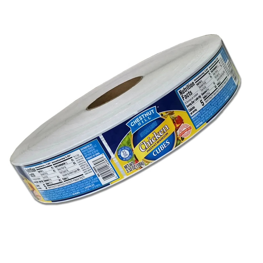 Custom Printed Self Adhesive Food Packaging Label Roll Waterproof Bottle Sticker