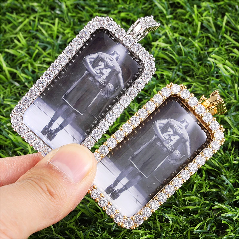 2020 New Arrival Custom Hip Hop Jewelry large Circle Iced Out Memory Photo Pendant Necklaces For Men