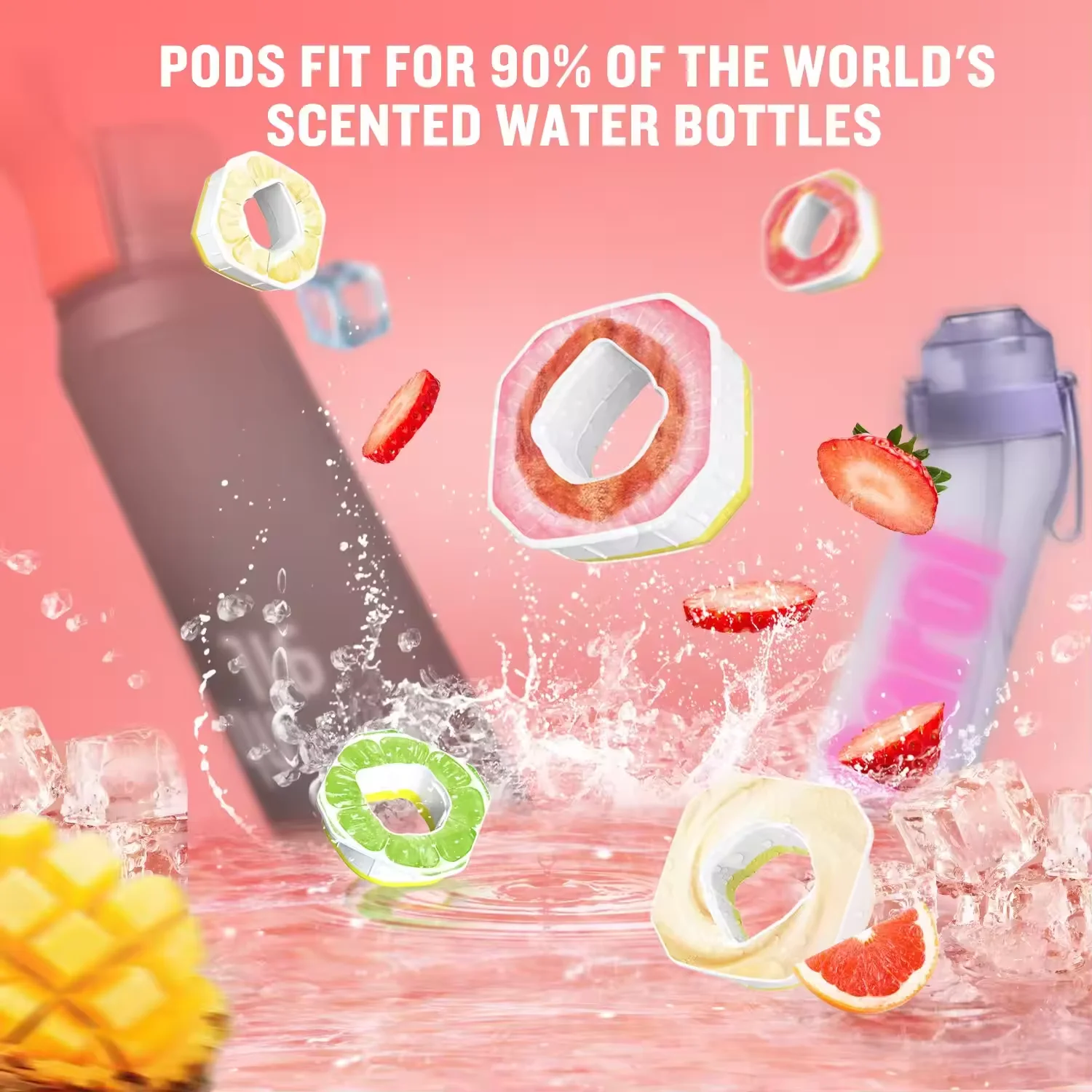 Hot Sale Fruit Flavored Ring Water Bottle Fragrance Pods with Sweet Smaken Scent for Air Drink Bottle Enhancement
