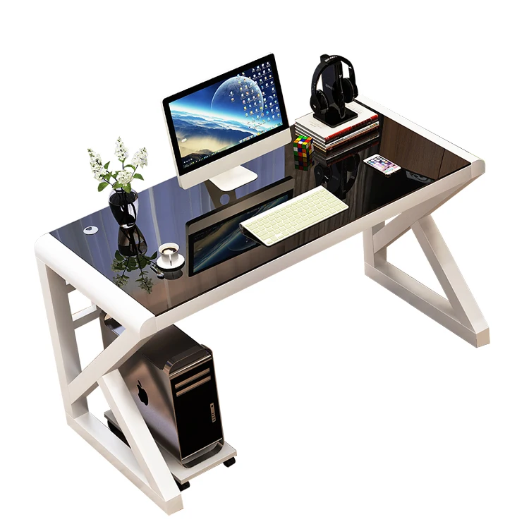 
Computer Desk with Storage Shelves Keyboard Tray Monitor Stand Study Table for Home Office 