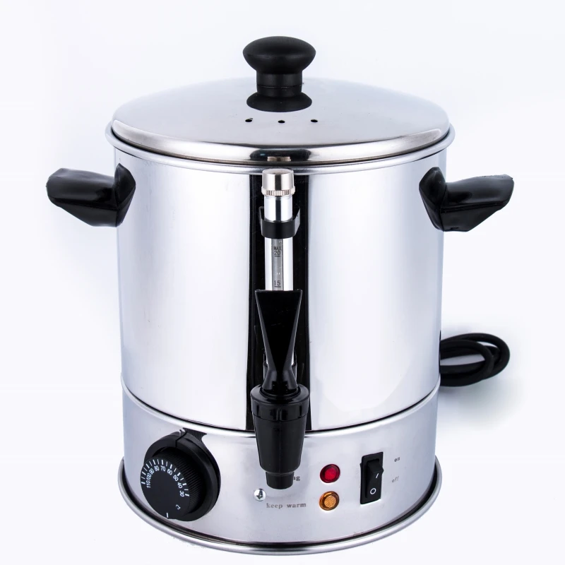 4L Stainless Steel Mulled Wine Warmer Electric Hot Water Boiler Wine Cooker with Water Level Gauge
