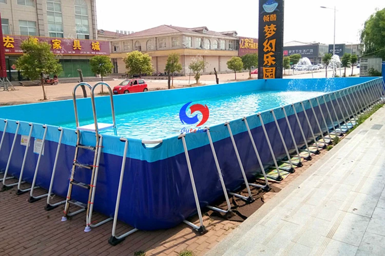 gutefun ready made Easy Assembly 5 feet deep square above ground swimming pool metal frame pool 25m x6m x 1.50