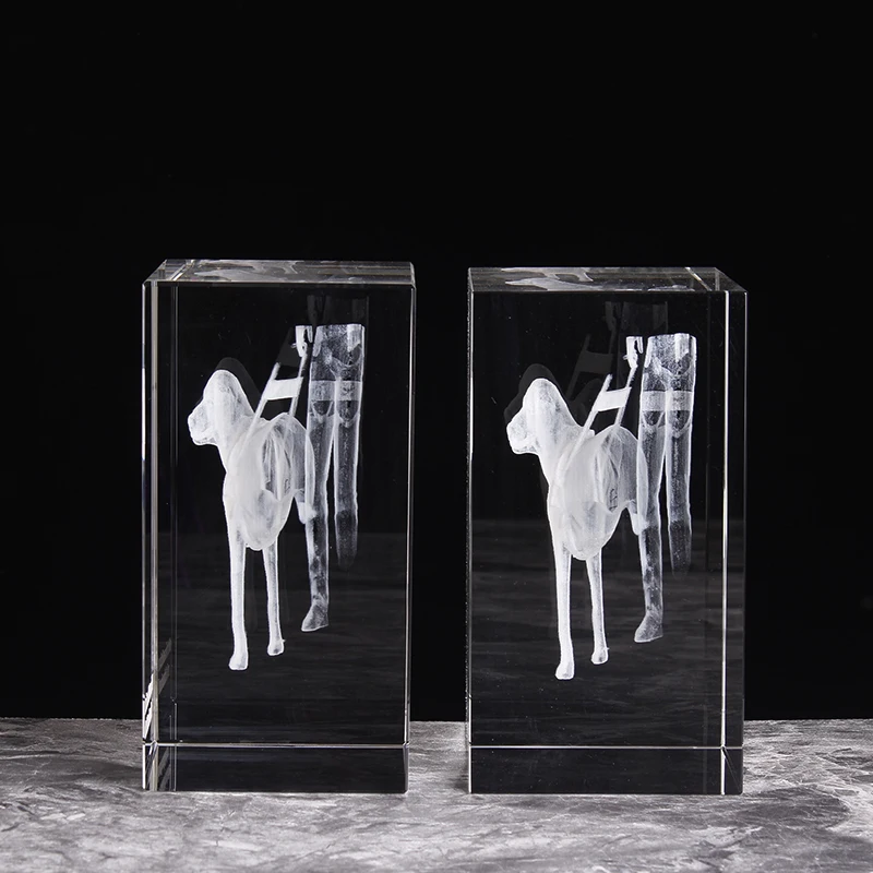 Персонализированный 3D фото стеклянный блок гравировка животных собак лазерный Кристальный куб для сувениров подарки