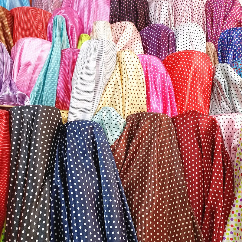 Polka Dot Print Fabric 100% polyester Satin Fabric Silk Fabric For Dress Shirt Manufacturer Wholesale