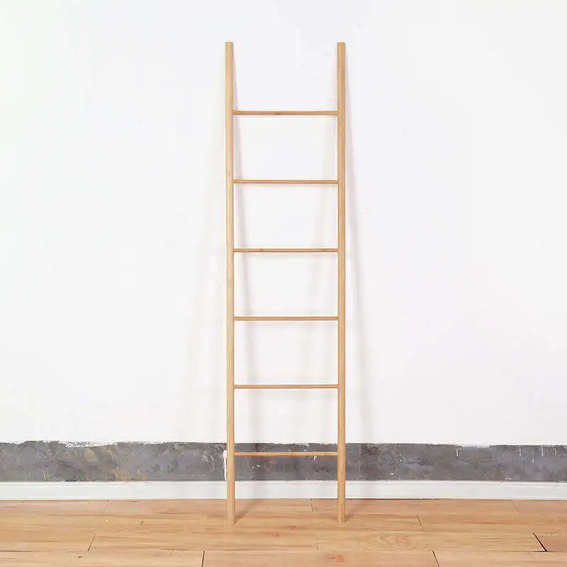 Customized simple style self-supporting bamboo towel ladder towel rack and bamboo bracket