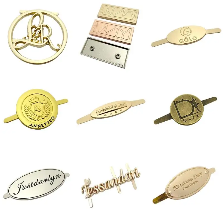 Nolvo World 3colors64*18mm Custom Logo Metal Name Plates Labels For Bag And Purses