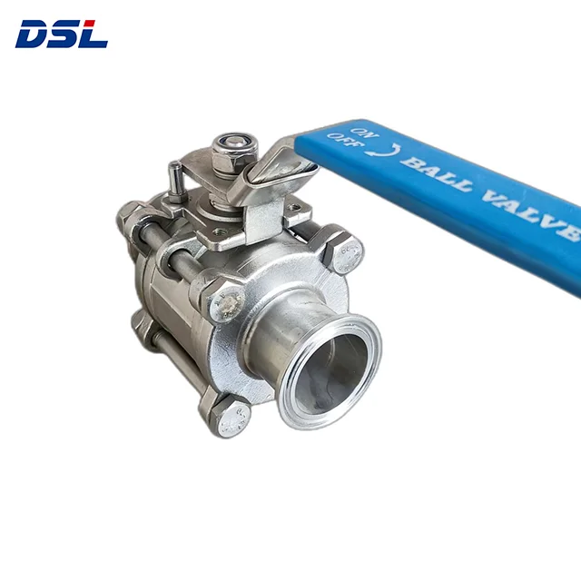 High Quality PN64 Stainless Steel High Mounting 3PC Ball Valve For Food Beverage, Milk etc