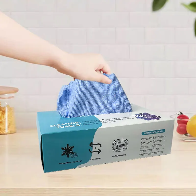 Kitchen Dish washing Disposable Wash Towel Reusable Decimation Rag Microfiber Cleaning Cloth in a box