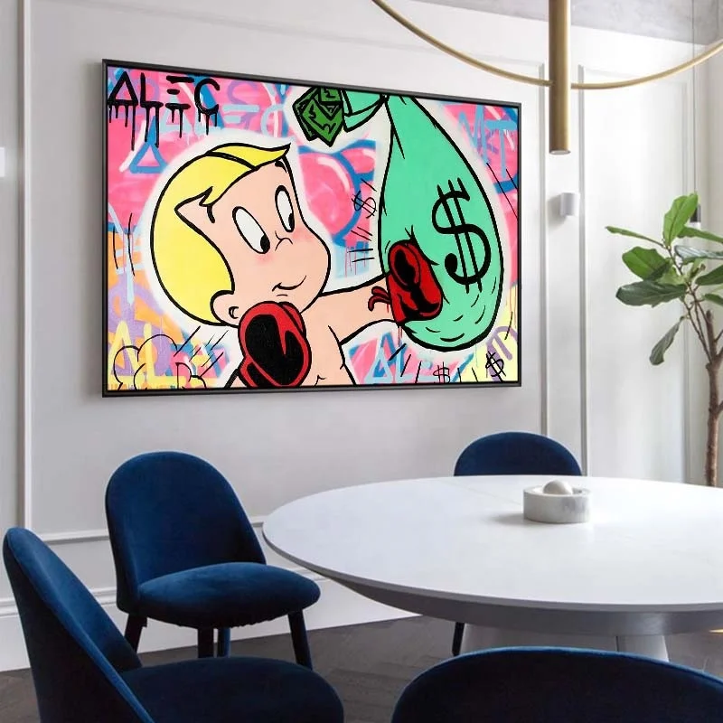 Alec Monopoly Oil Painting on Canvas hand painted Pop art paintings money art pictures Graffiti art Wall Decor design