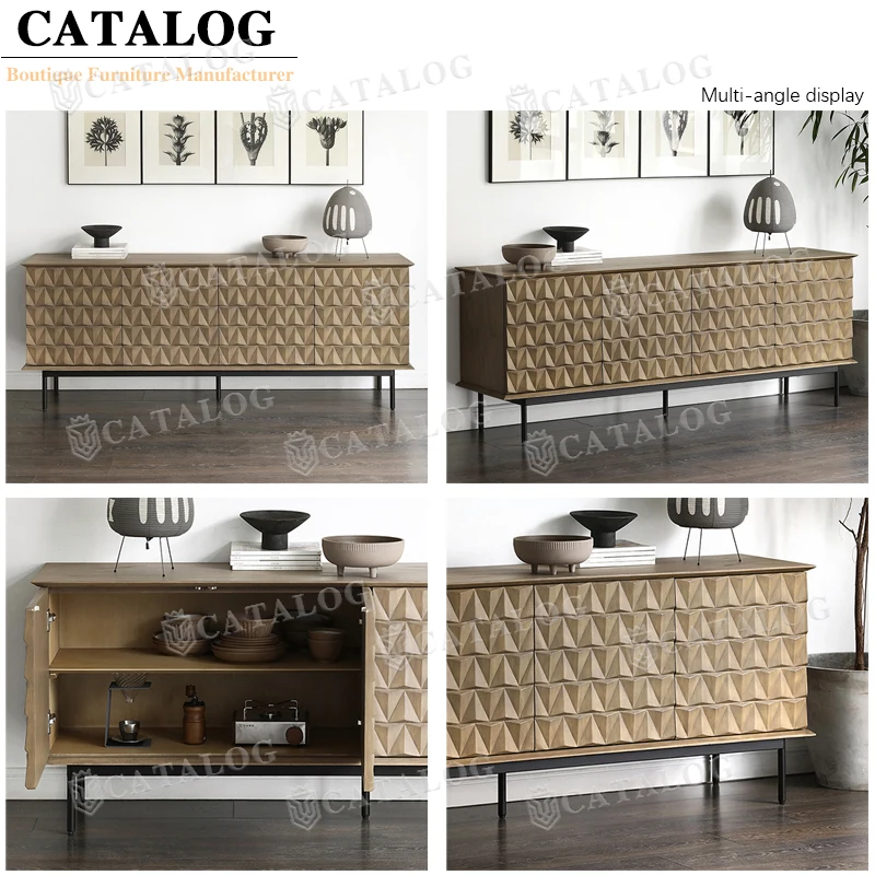 Modern Sideboard  Living Room Cabinet with Drawers Unique Design Wooden Storage Dining Cabinets