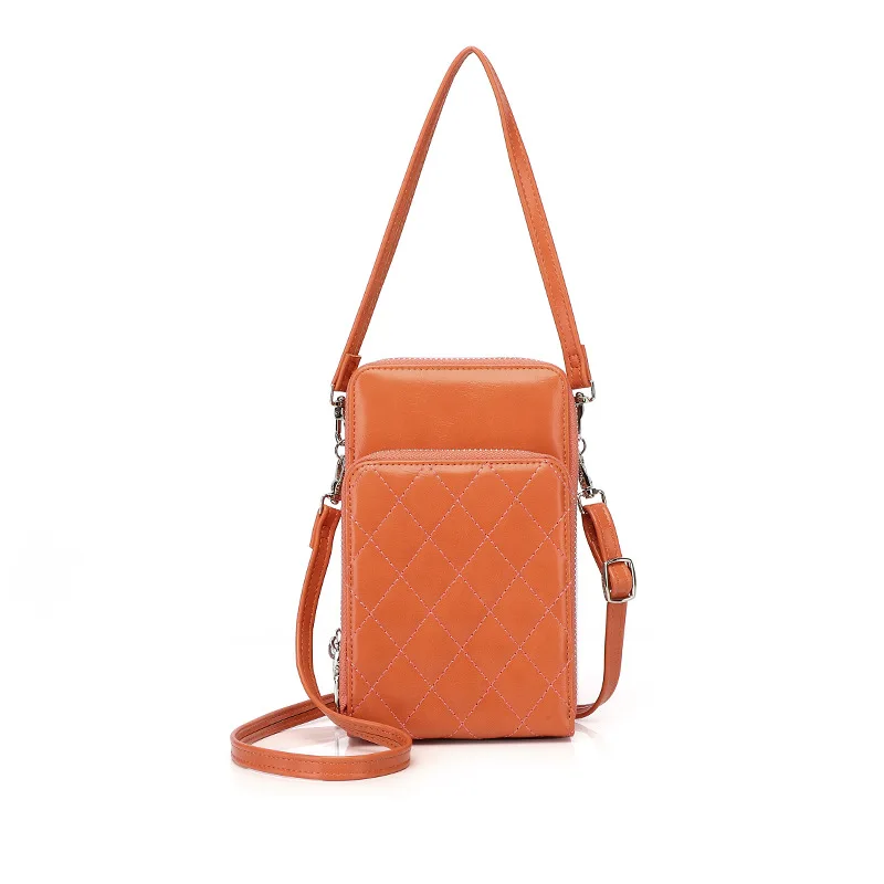 Hot sale PU leather large capacity diamond crossbody shoulder bag phone wallet for women