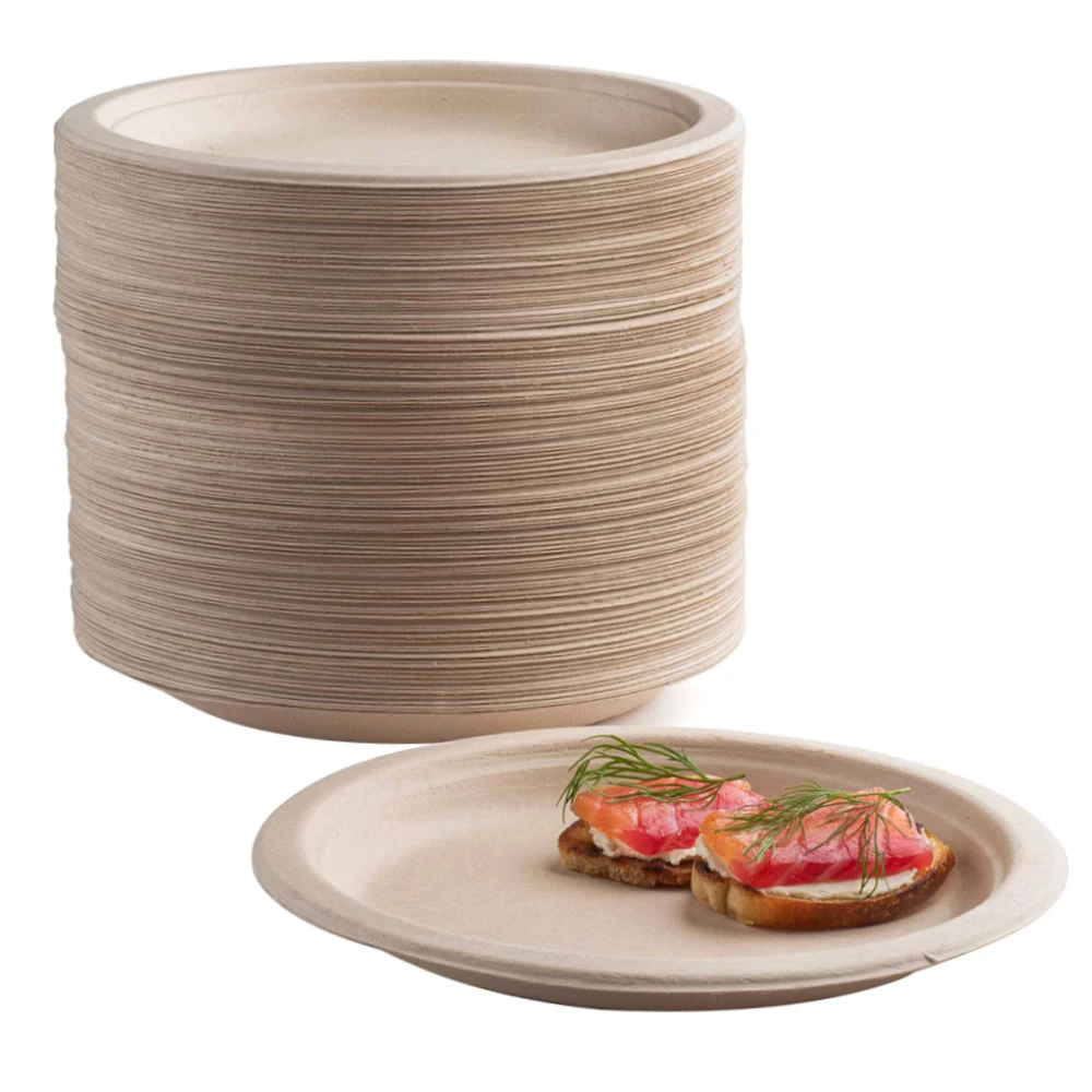 Compostable Sugarcane Bagasse Pulp Disposable Durable Recycled Eco Friendly Paper Plates Wholesale