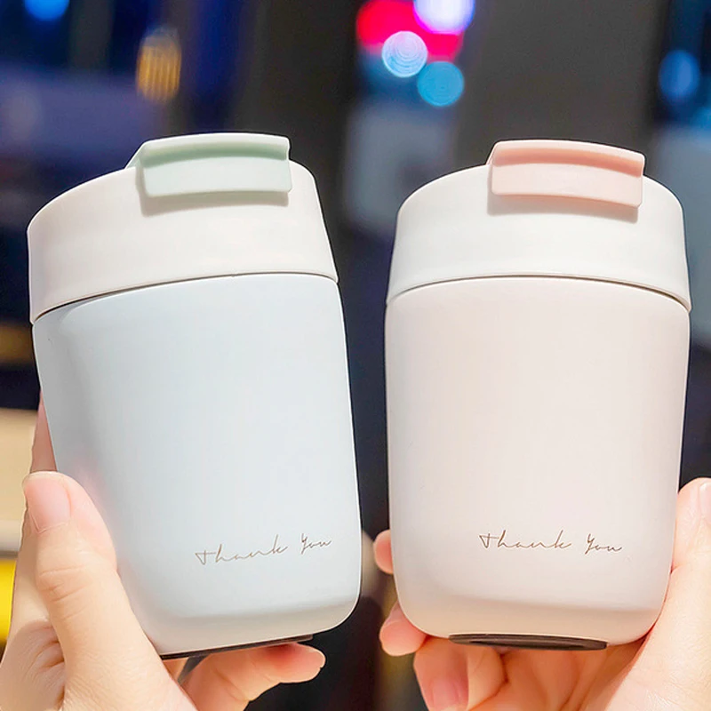 360ml 480ml Leak-Proof Travel Thermal Insulated Cup Stainless Steel Coffee Mug with straw double mouth lid