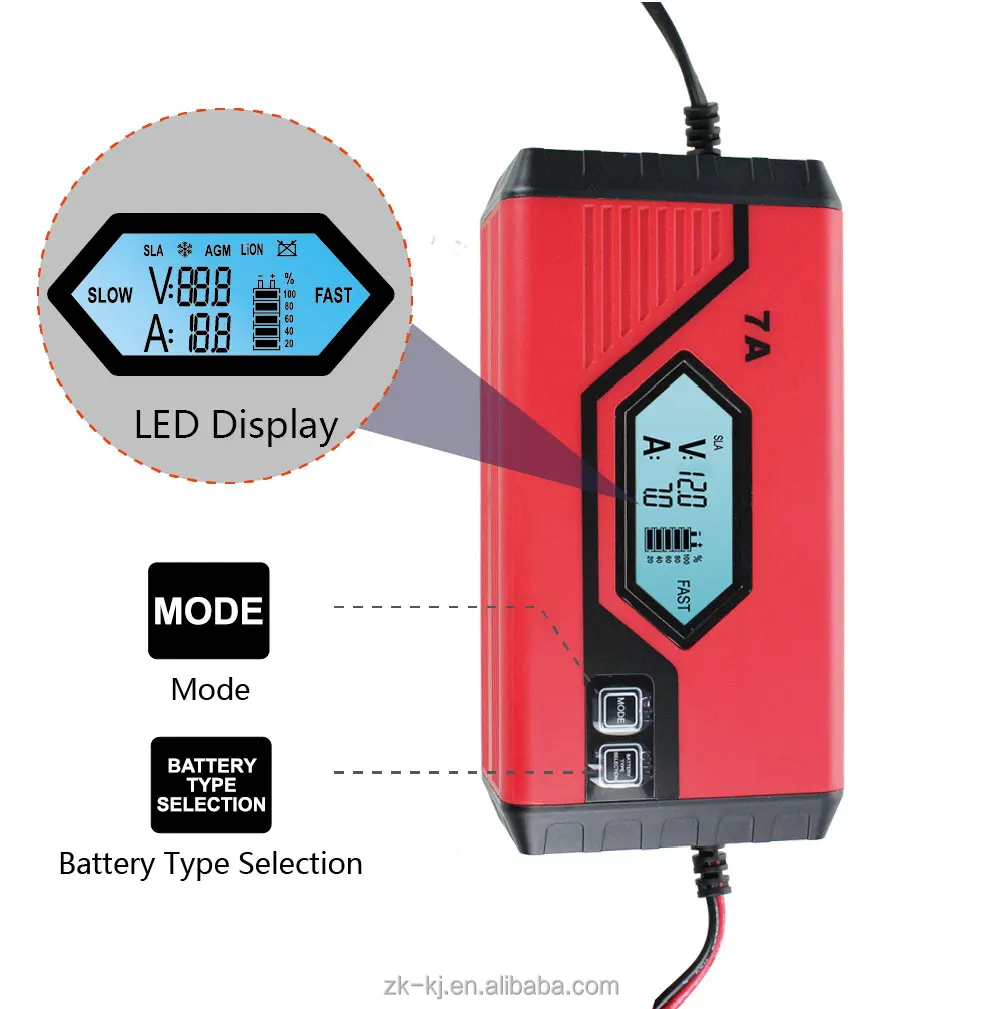 car battery charger 12V 4A Pulse Repair Lead Acid LiFePO4  batteries LCD motorcycle battery charger
