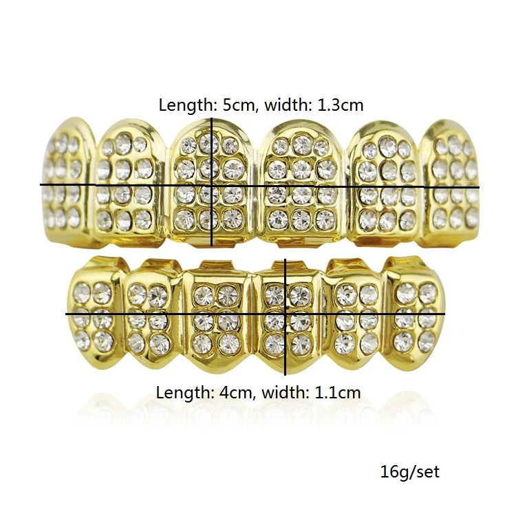 
Hip-hop Jewelry creative Copper Rhinestone Teeth Grillz set Jewelry Wholesale 