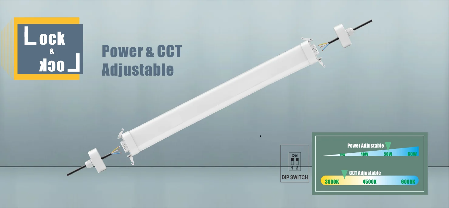 IP65 Triproof Led Linear Lamp Warehouse build in Sensor Garage Room