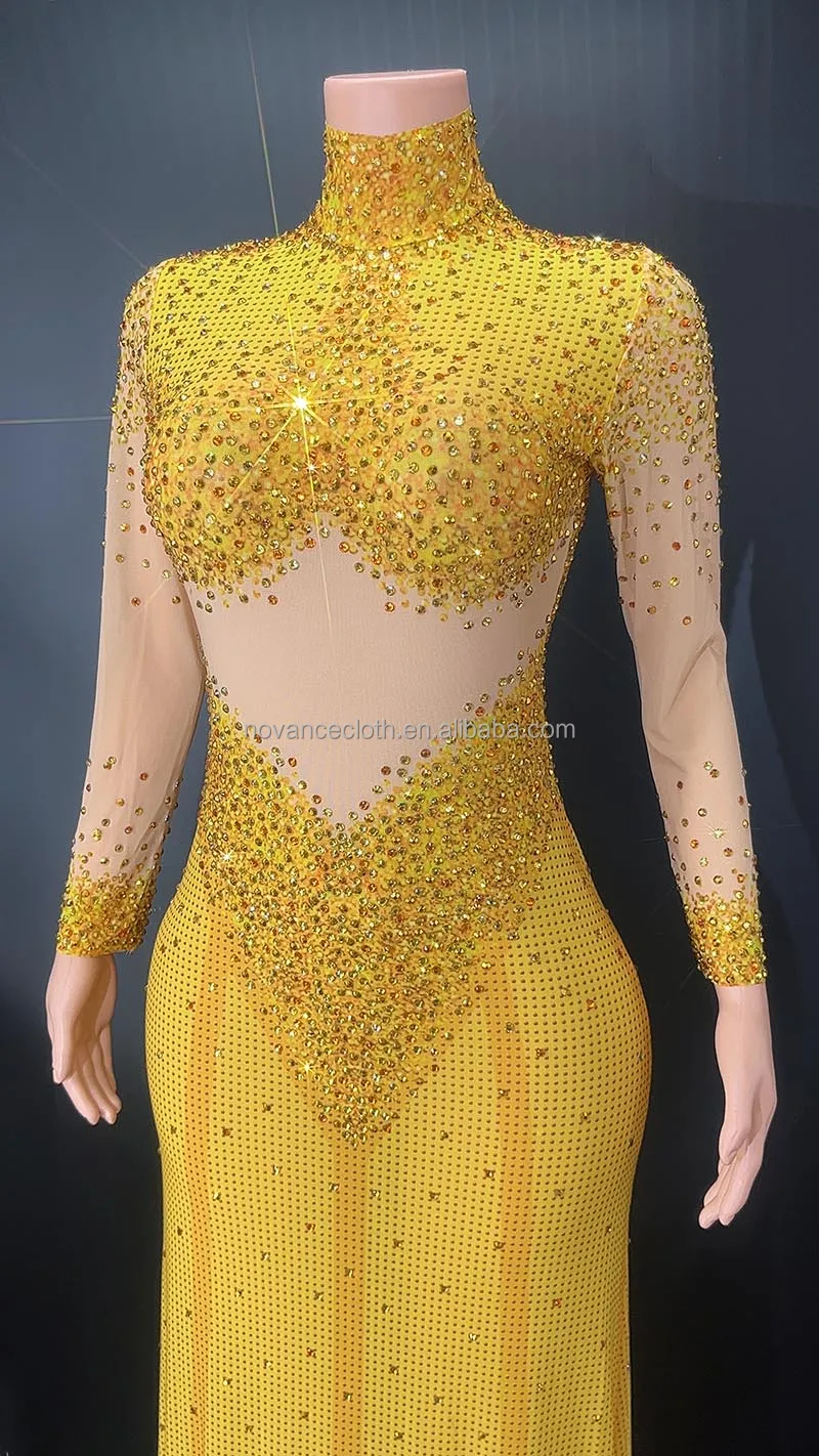 NOVANCE Y2378-E latest summer dresses sparkling golden diamonds formal party evening dresses stretchy empire wedding gown