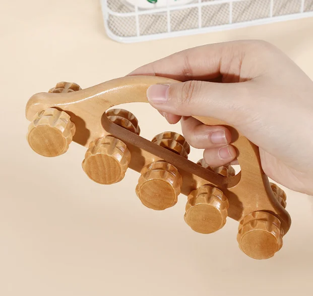 Hot Sale Wood Therapy Massage Tools  Handheld Wooden Massage Roller