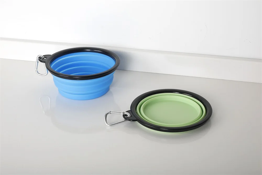 Portable Silicone Pet Bowl Slow Feeder Collapsible Dog Bowl white non slip folding dog bowl