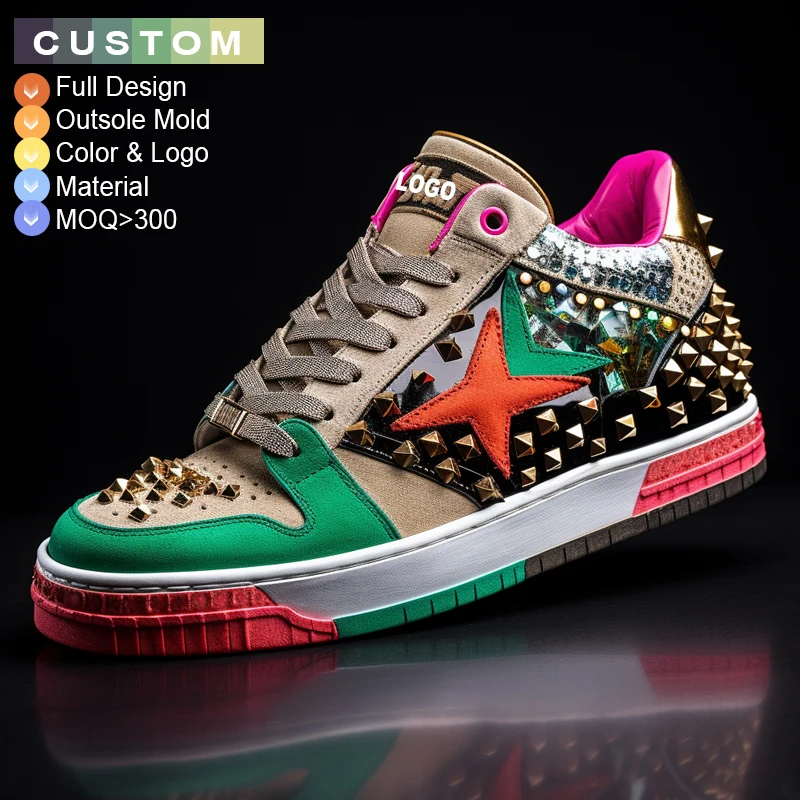 Custom luxury brand sneakers Streetwear Retro Couple Students Outdoor Sports Shoes Luxury Sneaker Black White Casual Shoes