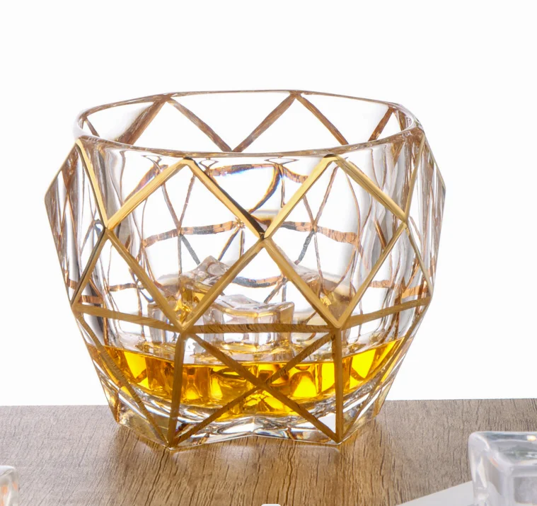 Exquisite Handicraft Crystal Glass 2 pcs  Whisky Glasses and 1pc Decanter Gift Set Bohemia Craftsmanship