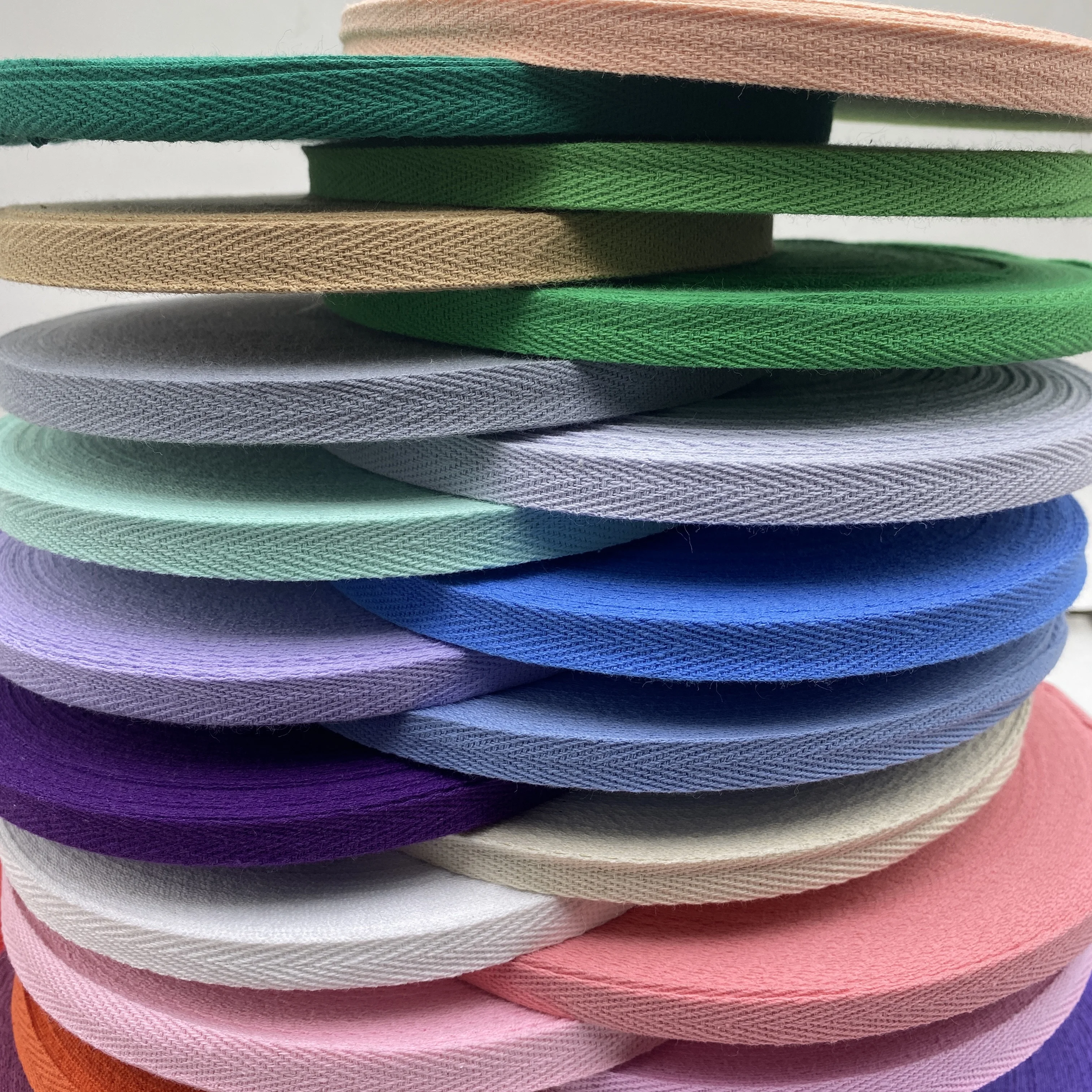 wholesale10mm20mm25mm2inch  50mm 100% cotton woven cotton twill herringbone webbing tape	polyester cotton webbing