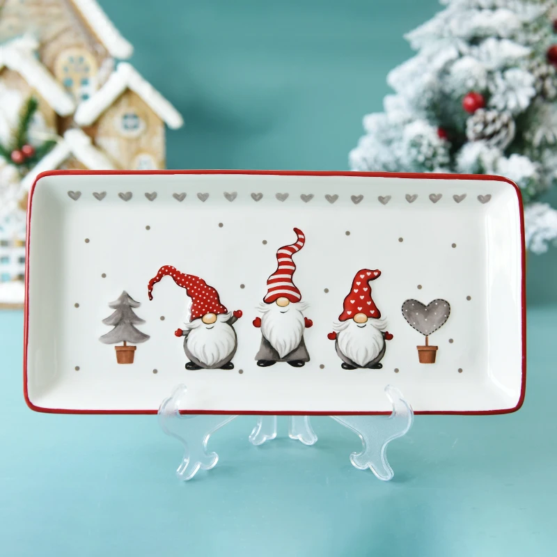 Bonwill Nordic Three SantC рождественские керамические длинные блюда и