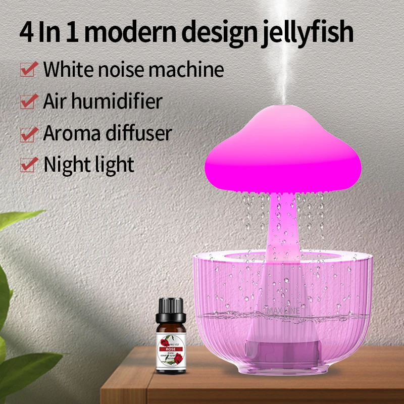 OEM J12 rain cloud mushroom humidifier diffuser rain fall raindrop lamp humidifier air purifier