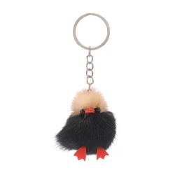 Kawaii Chick Keychain Gift Pom Pom Designer Keychain Wholesale Plush Llaveros Carro Animals Fur Ball Key Ring