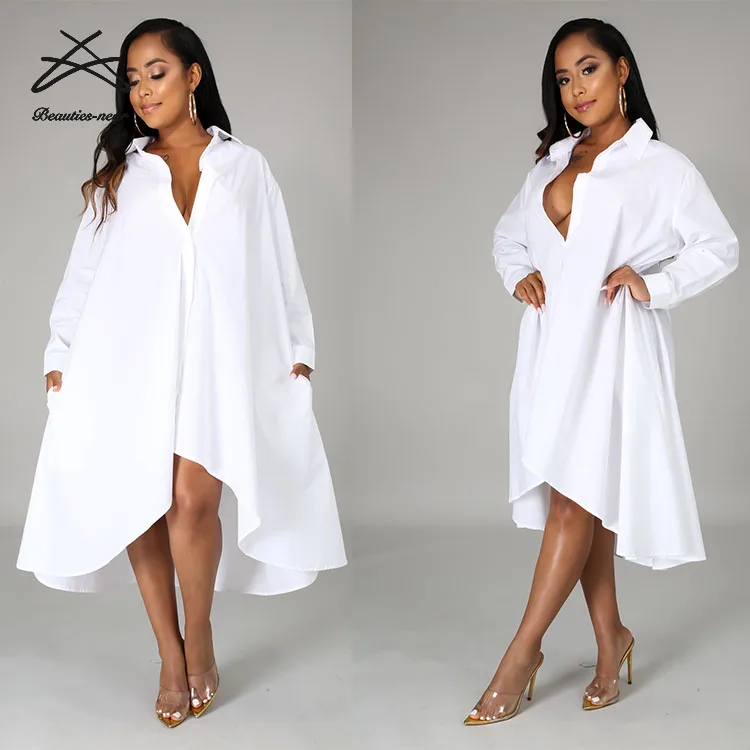 2021 Wholesale women new arrivals sexy solid color women pregnant casual A-line irregular blouse loose dress