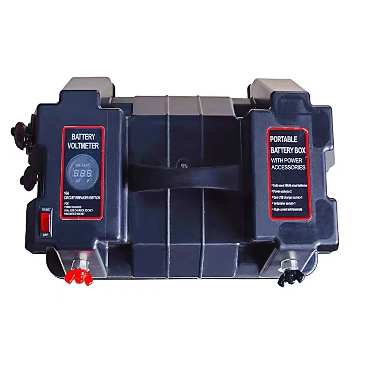 C Multifunctional Portable Outdoor USB12V Battery Box Marine Outdoor Plastic Waterproof 12v Battery Box Camping