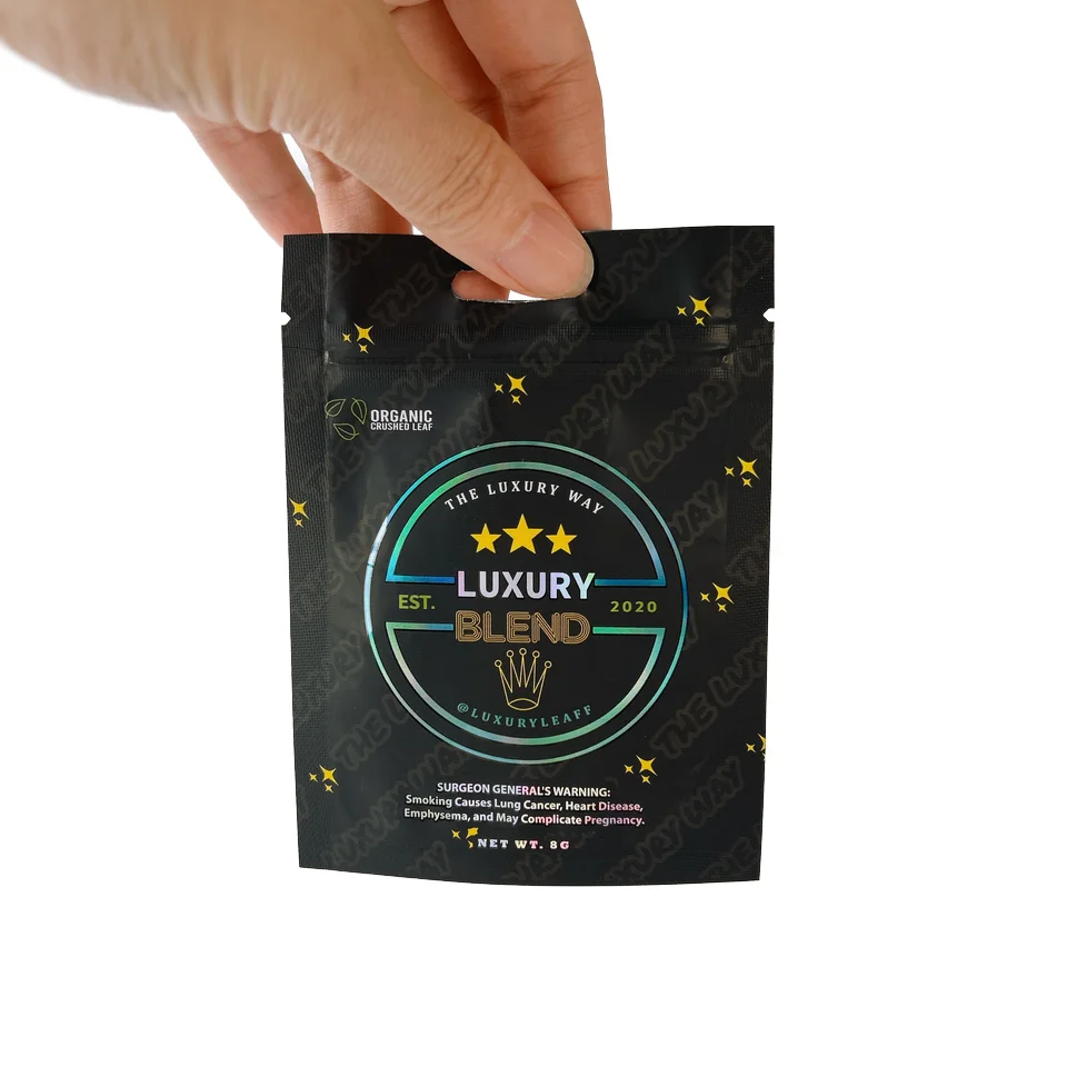 Custom Design Packaging Laminated Mylar Tobacco Wapper Plastic Bolsas 3.5g Smell Proof Three Side Seal Bags